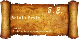 Boldis Ervin névjegykártya